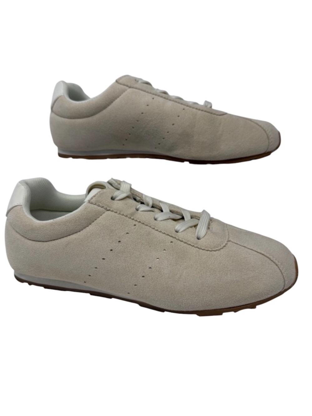 Barnes’s Diane Street Edit Suede-Like Lace-Up Low Top Sneakers Size 8 Beige